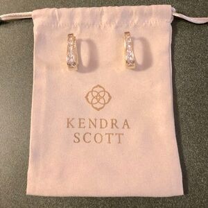 EUC Kendra Scott Parker Gold/Clear Cut Crystals Hoop Earrings